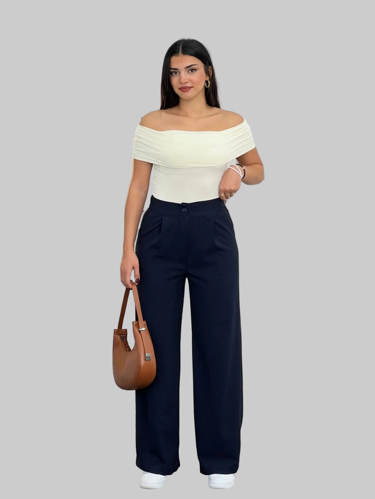 Raka byxor med knappar framtill för dam1