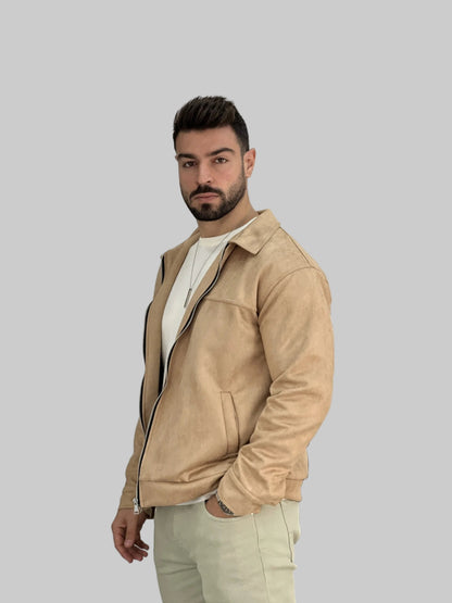 Herrjacka med dragkedja framtill spreadkrage och sidofickor