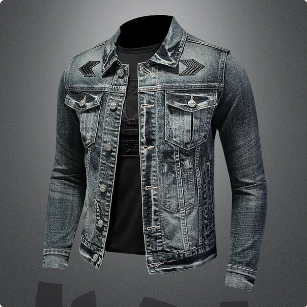 Jeansjacka – Detaljrik Design Och Vikbar Krage Med Fickor