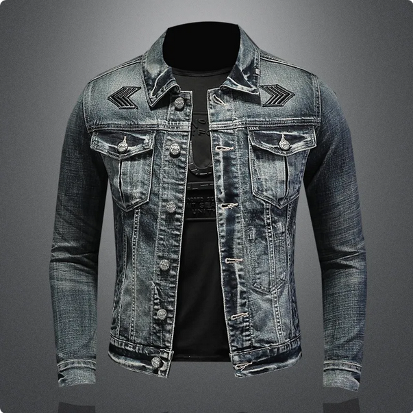 Jeansjacka – Detaljrik Design Och Vikbar Krage Med Fickor