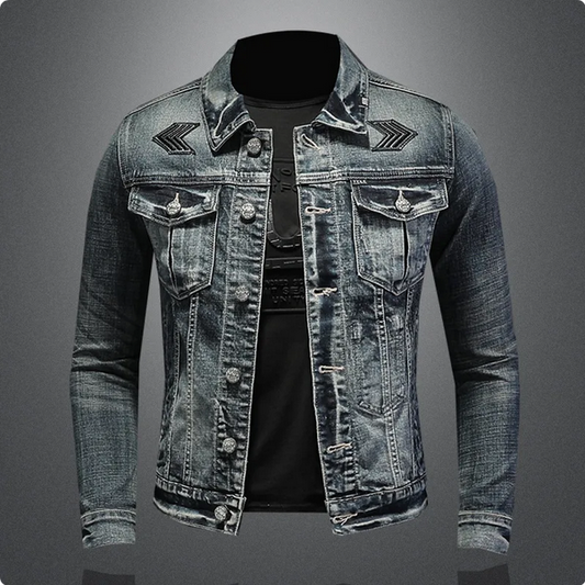 Jeansjacka – Detaljrik Design Och Vikbar Krage Med Fickor