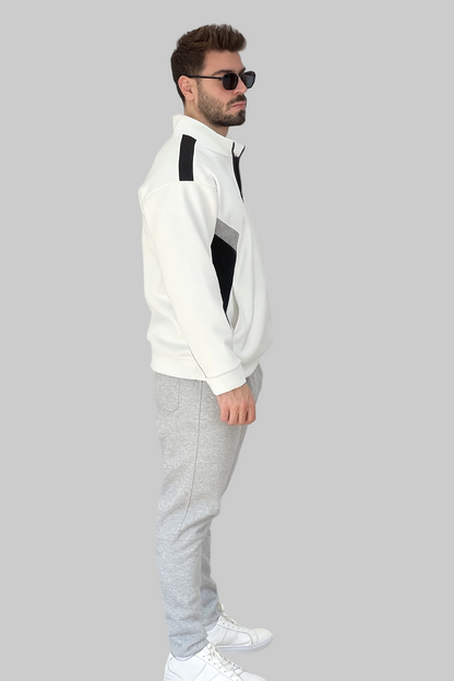 Träningsset med färgblock och kvarts dragkedja