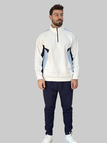 Träningsset med färgblock och kvarts dragkedja